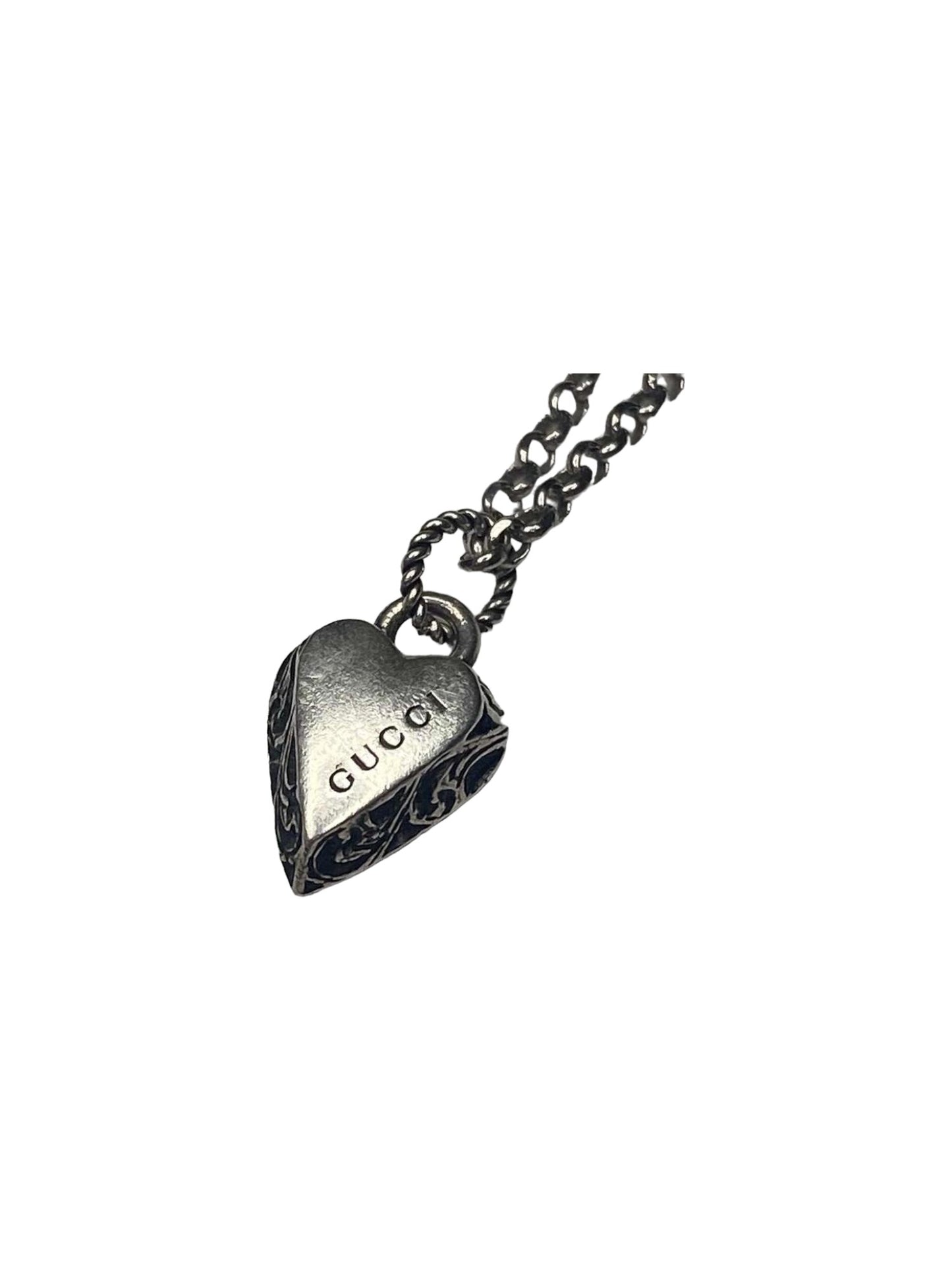 Gucci Sterling Silver Heart Pendant Bracelet