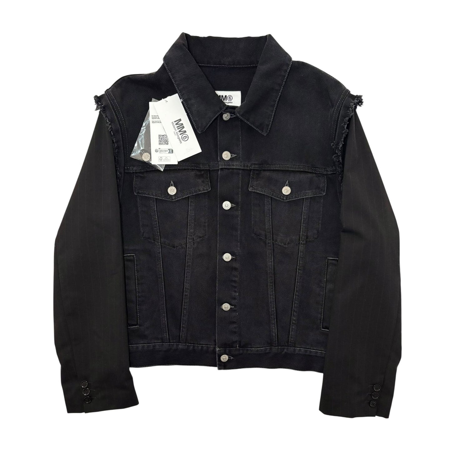 Maison Margiela MM6 Black Frayed Denim Jacket