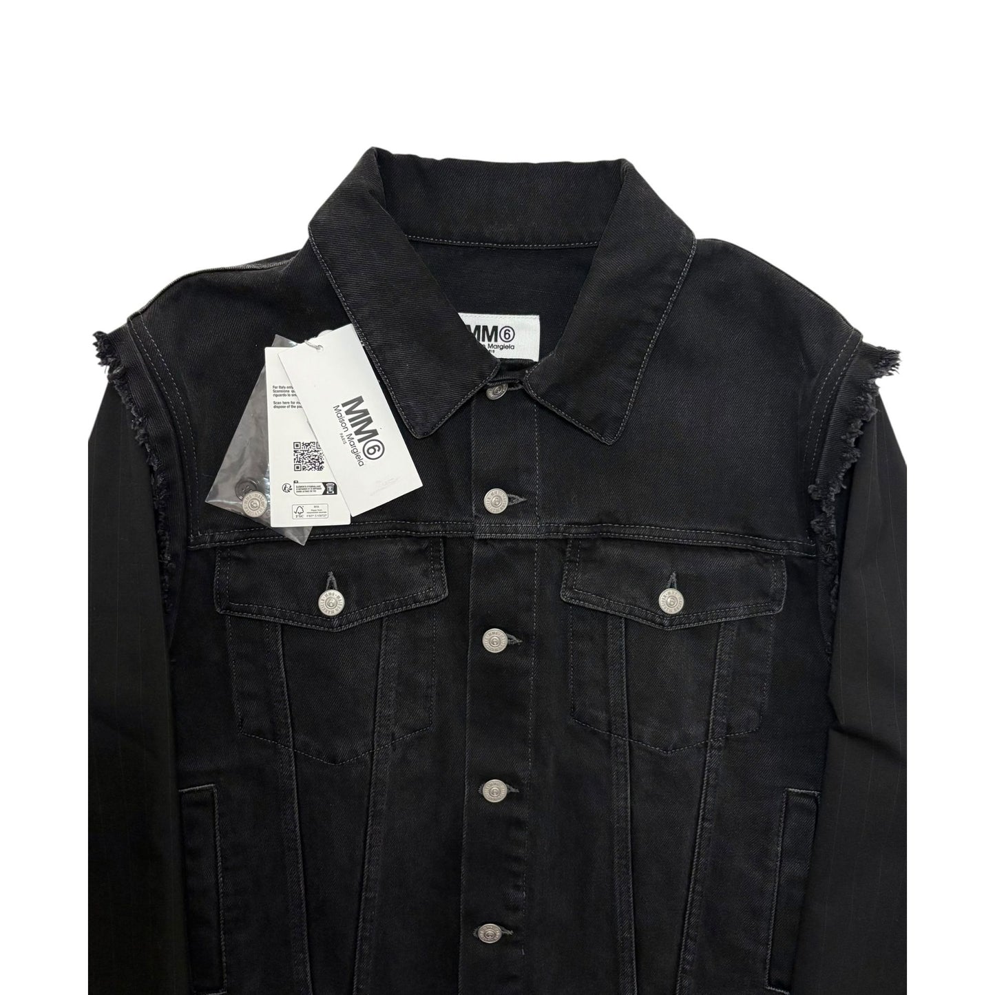 Maison Margiela MM6 Black Frayed Denim Jacket