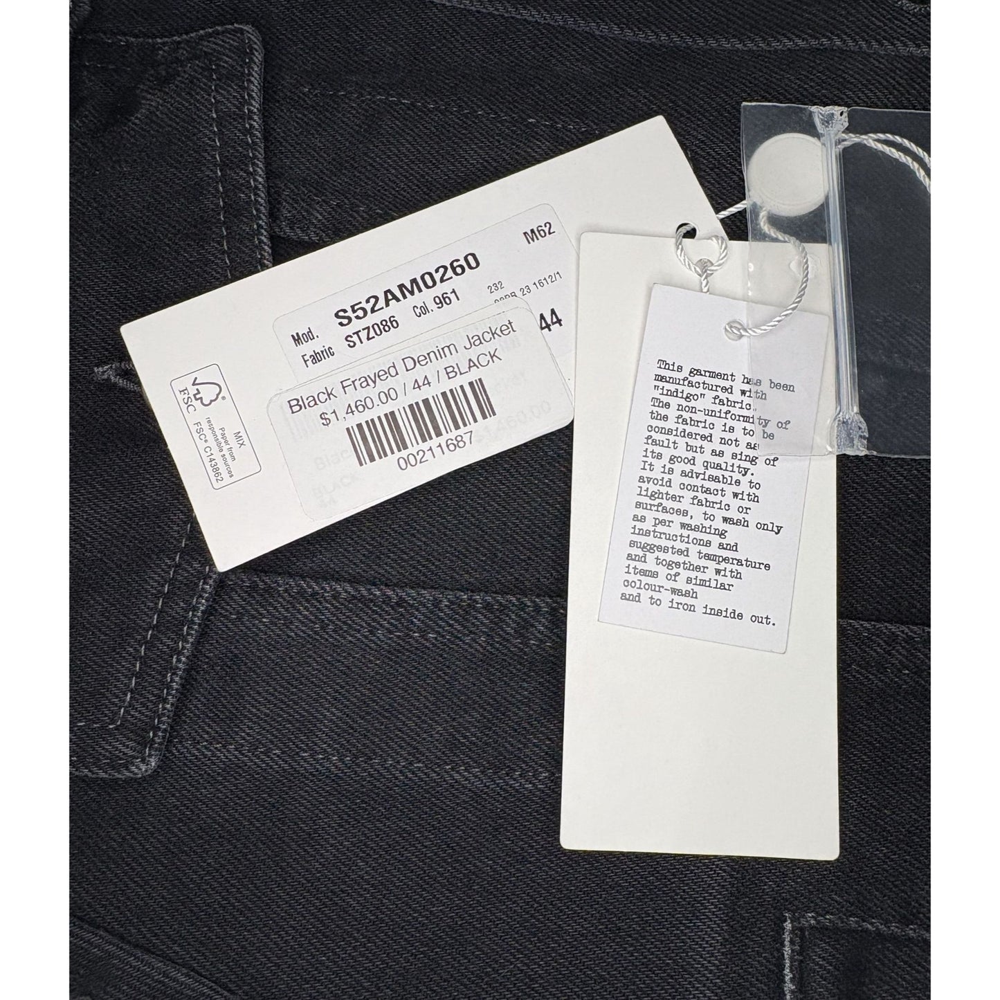 Maison Margiela MM6 Black Frayed Denim Jacket