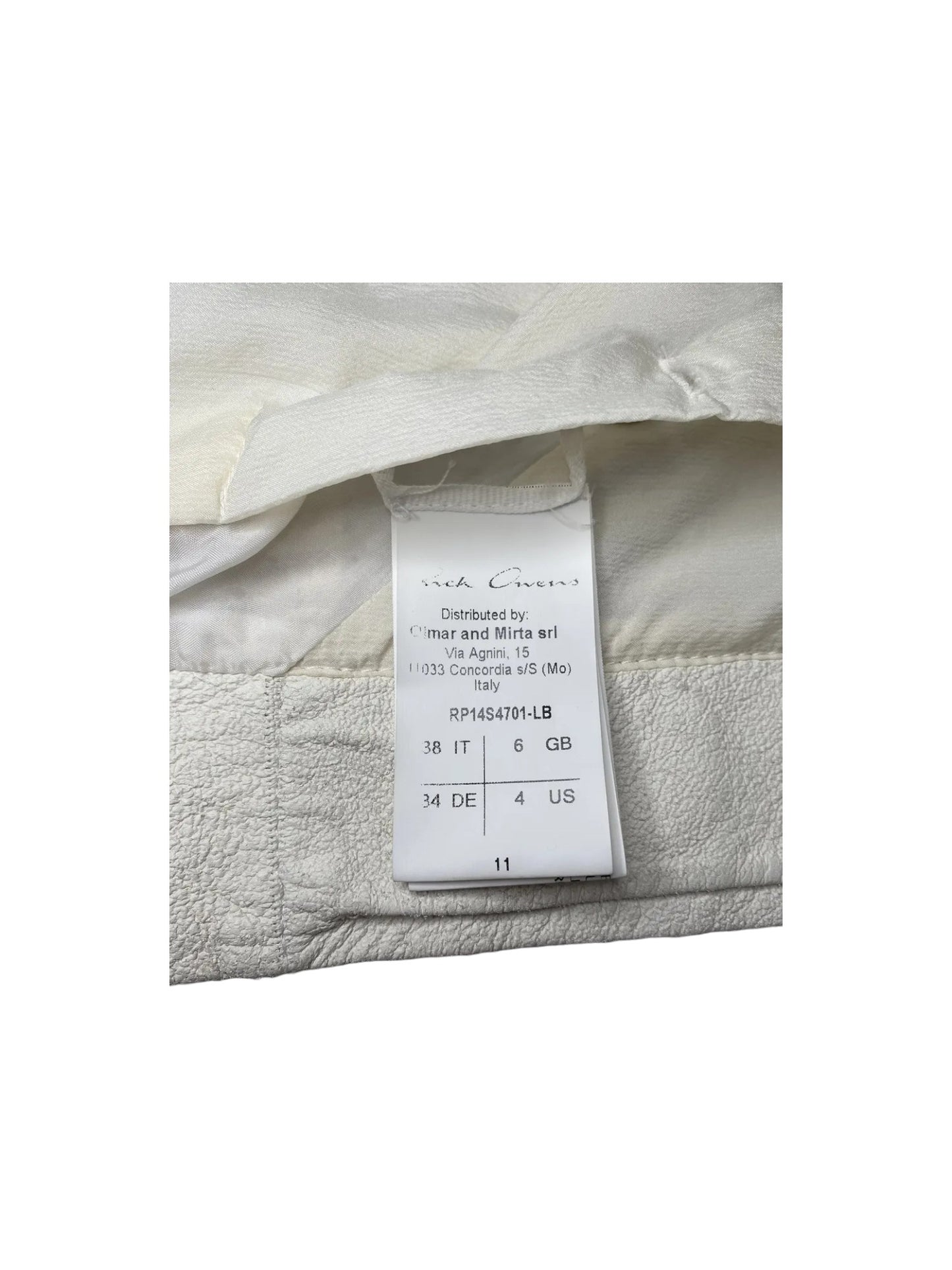 Rick Owens “Distressed Off-White Leather Eileen Jacket”