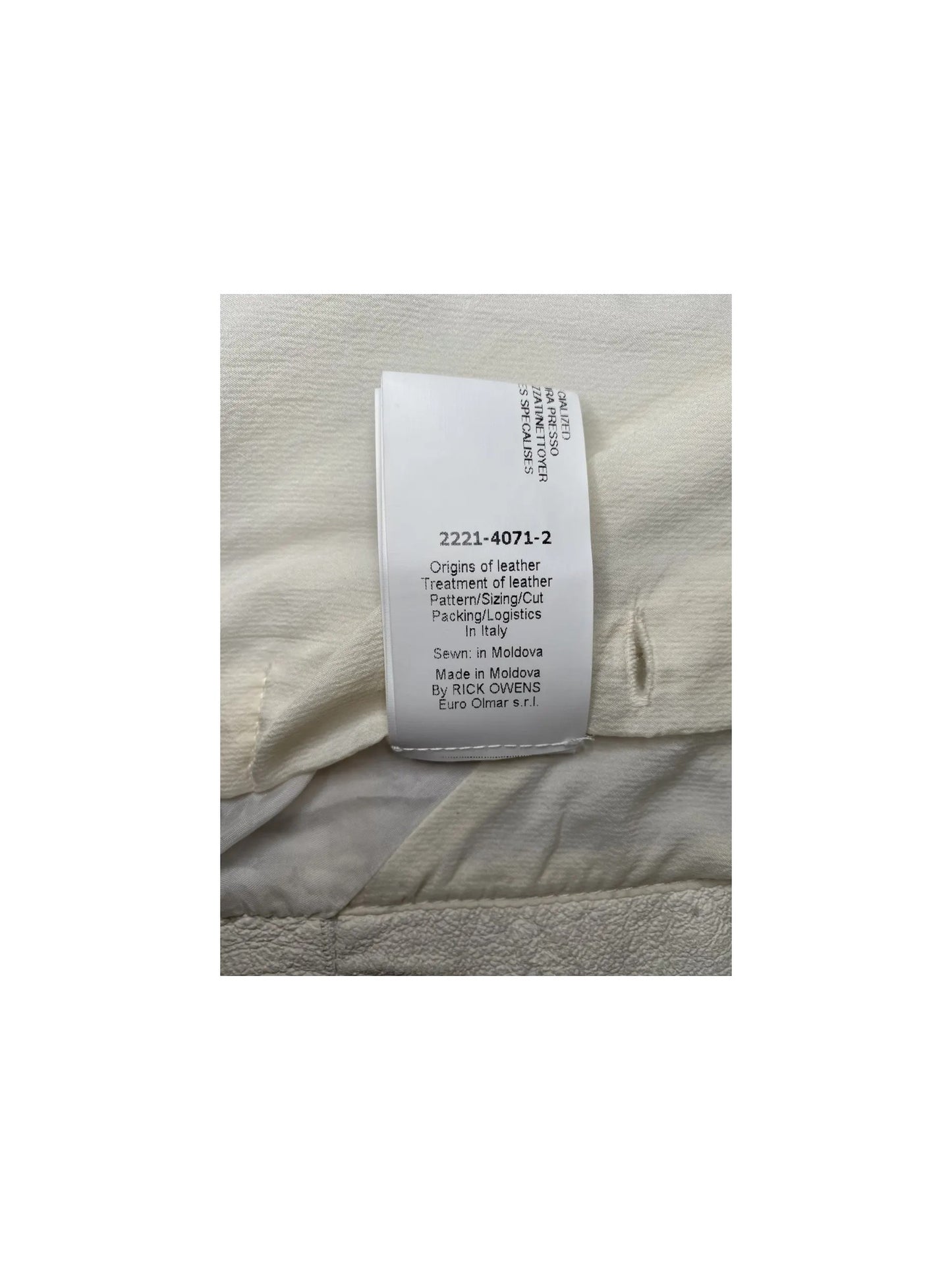 Rick Owens “Distressed Off-White Leather Eileen Jacket”