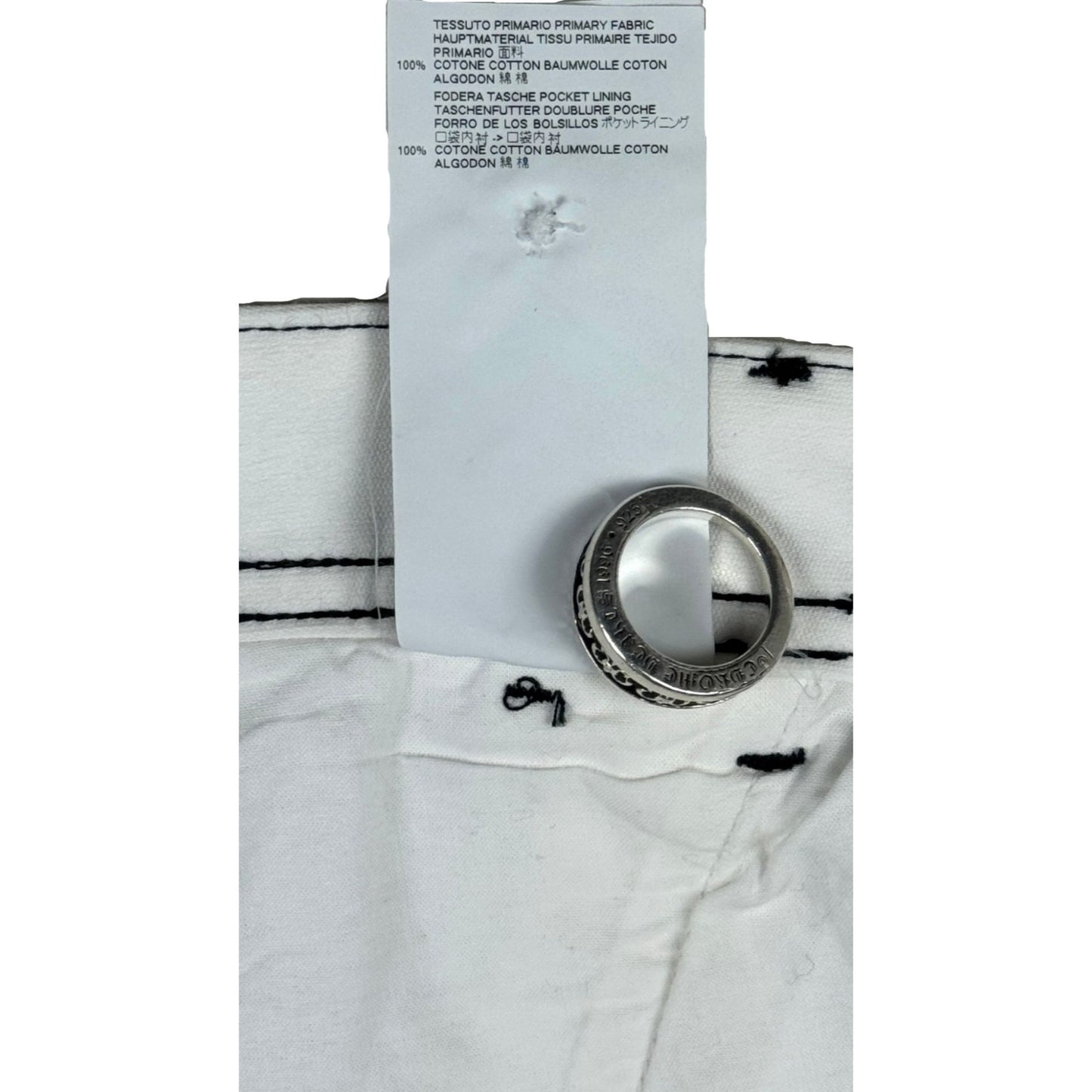 ♚ Maison Margiela Six Black Stitch White Jeans ♚