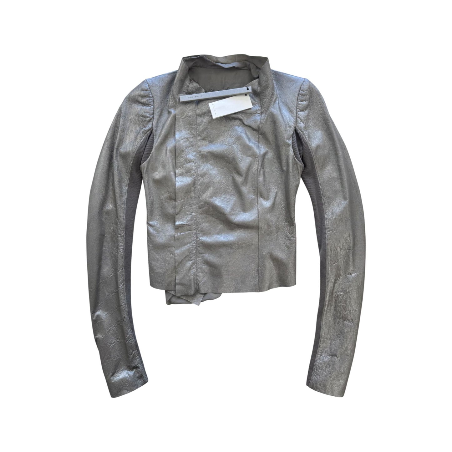 Rick Owens S/S18 'DIRT' Warm Silver Cowl Neck Biker Jacket