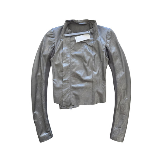 Rick Owens S/S18 'DIRT' Warm Silver Cowl Neck Biker Jacket