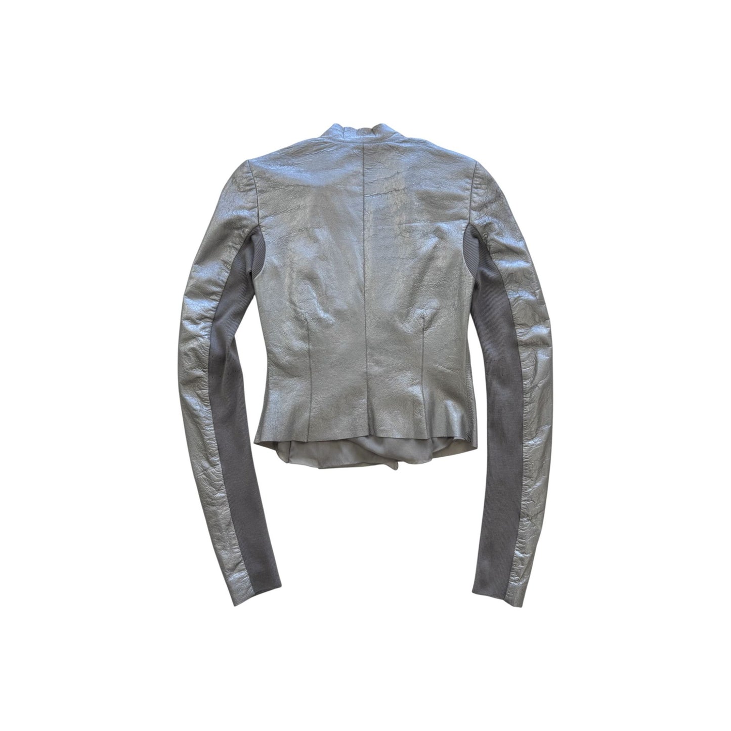 Rick Owens S/S18 'DIRT' Warm Silver Cowl Neck Biker Jacket