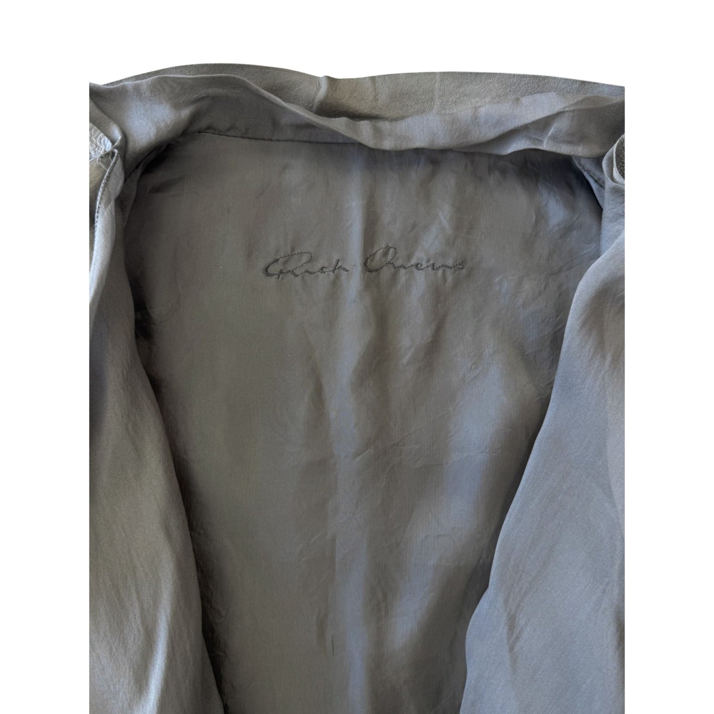 Rick Owens S/S18 'DIRT' Warm Silver Cowl Neck Biker Jacket