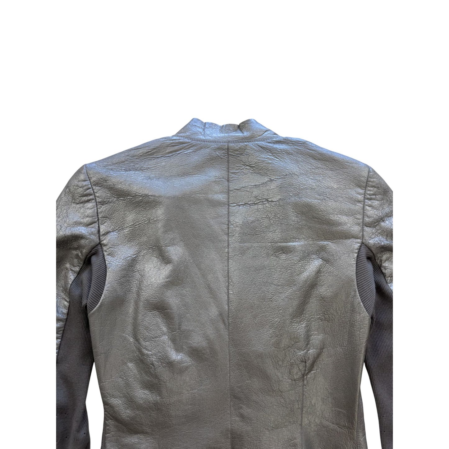 Rick Owens S/S18 'DIRT' Warm Silver Cowl Neck Biker Jacket