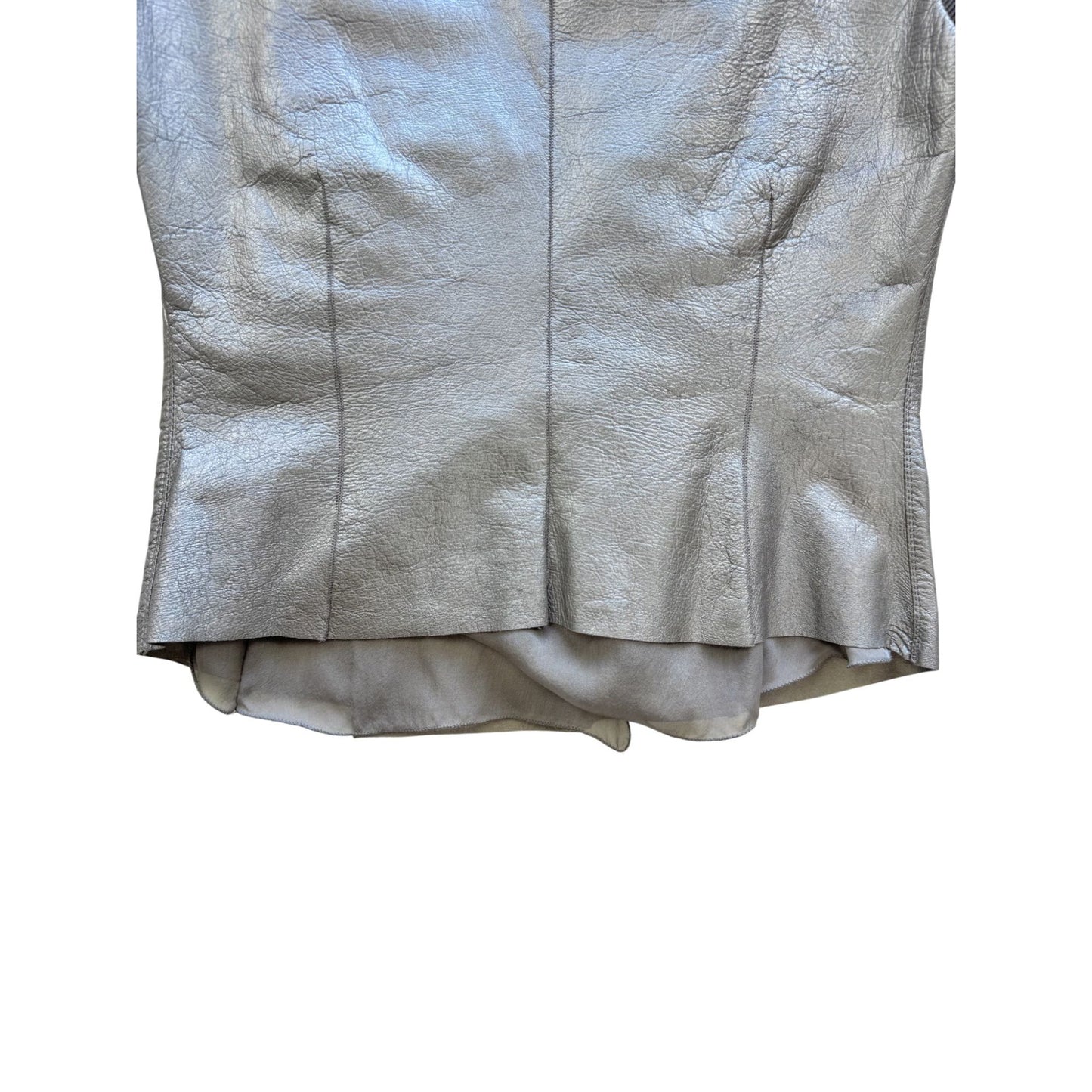 Rick Owens S/S18 'DIRT' Warm Silver Cowl Neck Biker Jacket