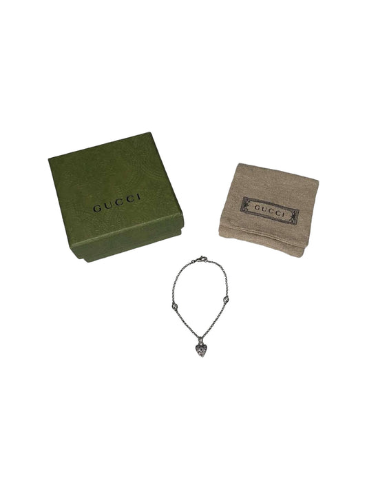 Gucci Sterling Silver Heart Pendant Bracelet