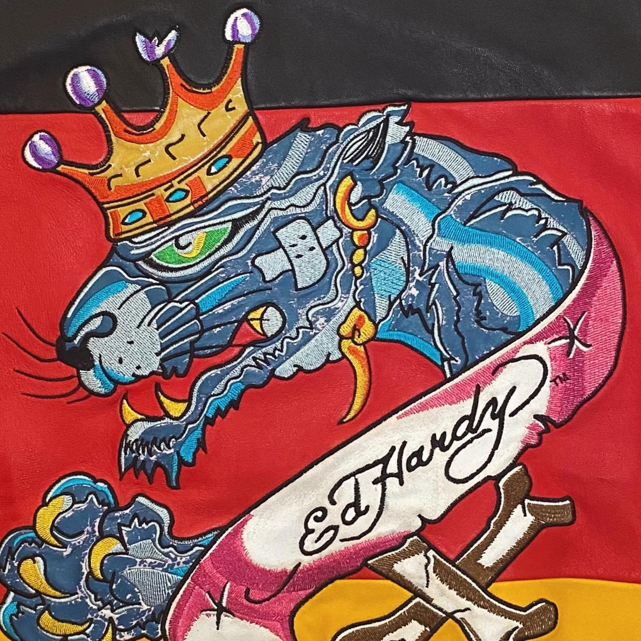 Ed Hardy German "Crowned Panther" Leather Jacket