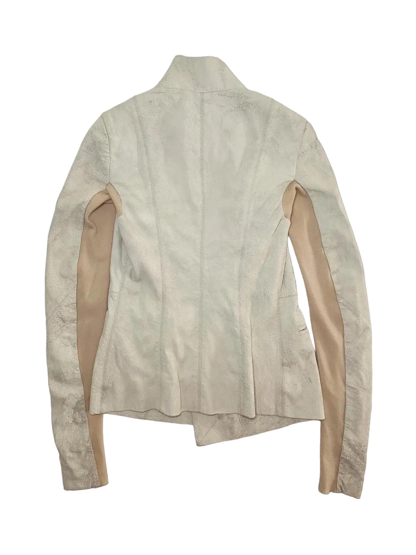 Rick Owens “Distressed Off-White Leather Eileen Jacket”