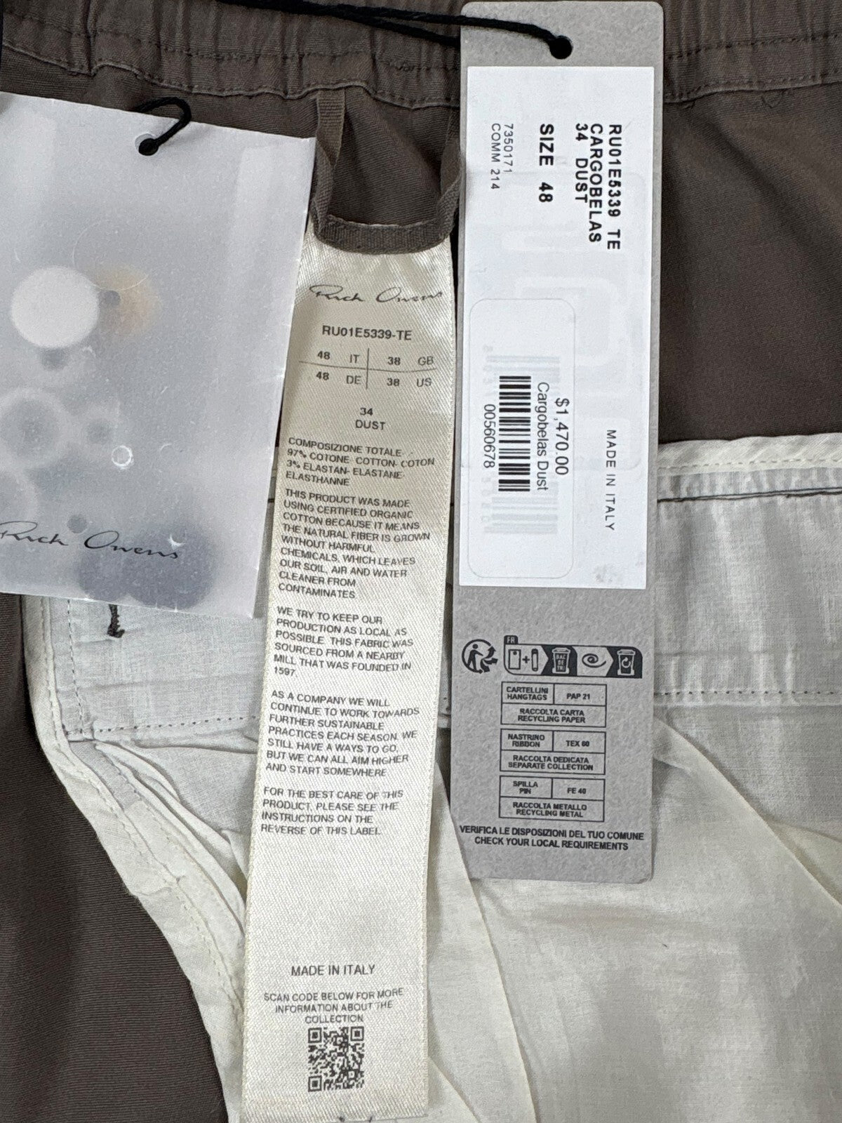 Rick Owens SS25 Hollywood Dust Cargobela