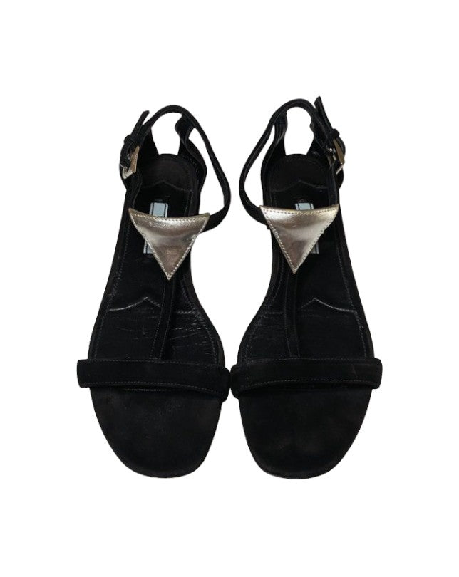 Prada Black Leather Sandals