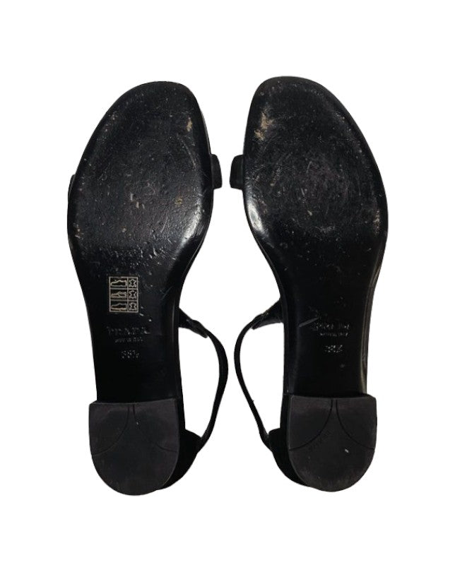 Prada Black Leather Sandals